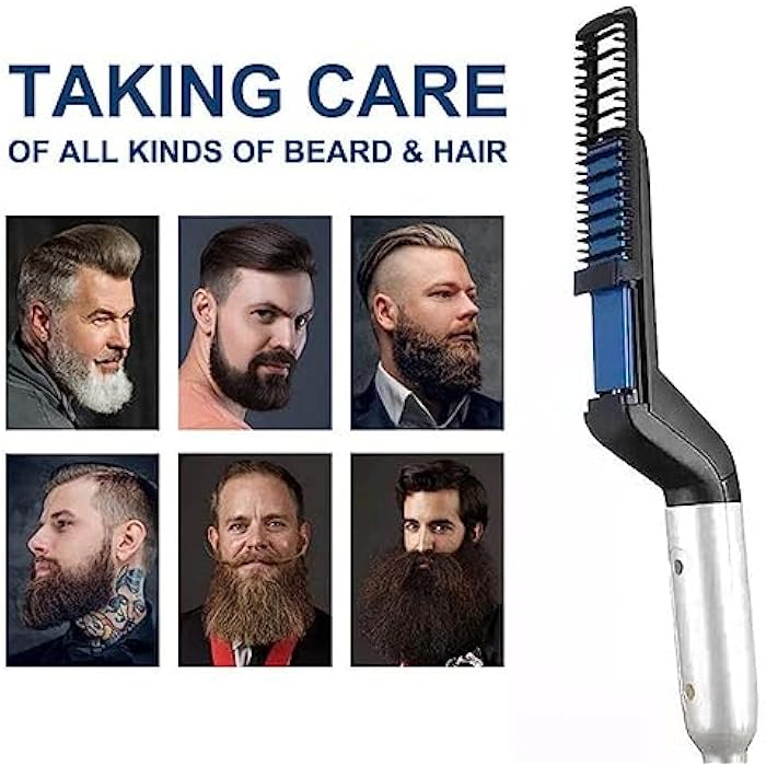 Excefore Beard Straightener for Men, Hair Straightener Brush, Beard Straightening Comb, Quick Heated Anti Scald Multifunctional Ionic Hair Beard Straightener Comb Styler Tools - Image 5